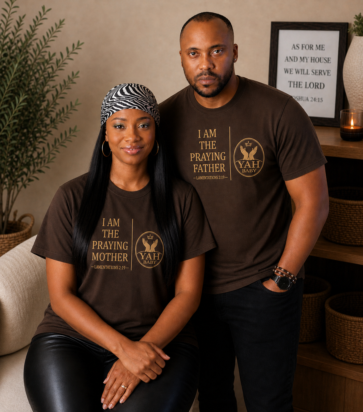 Yah Baby™ “Praying Parents” Matching Olive Green Faith T-Shirts