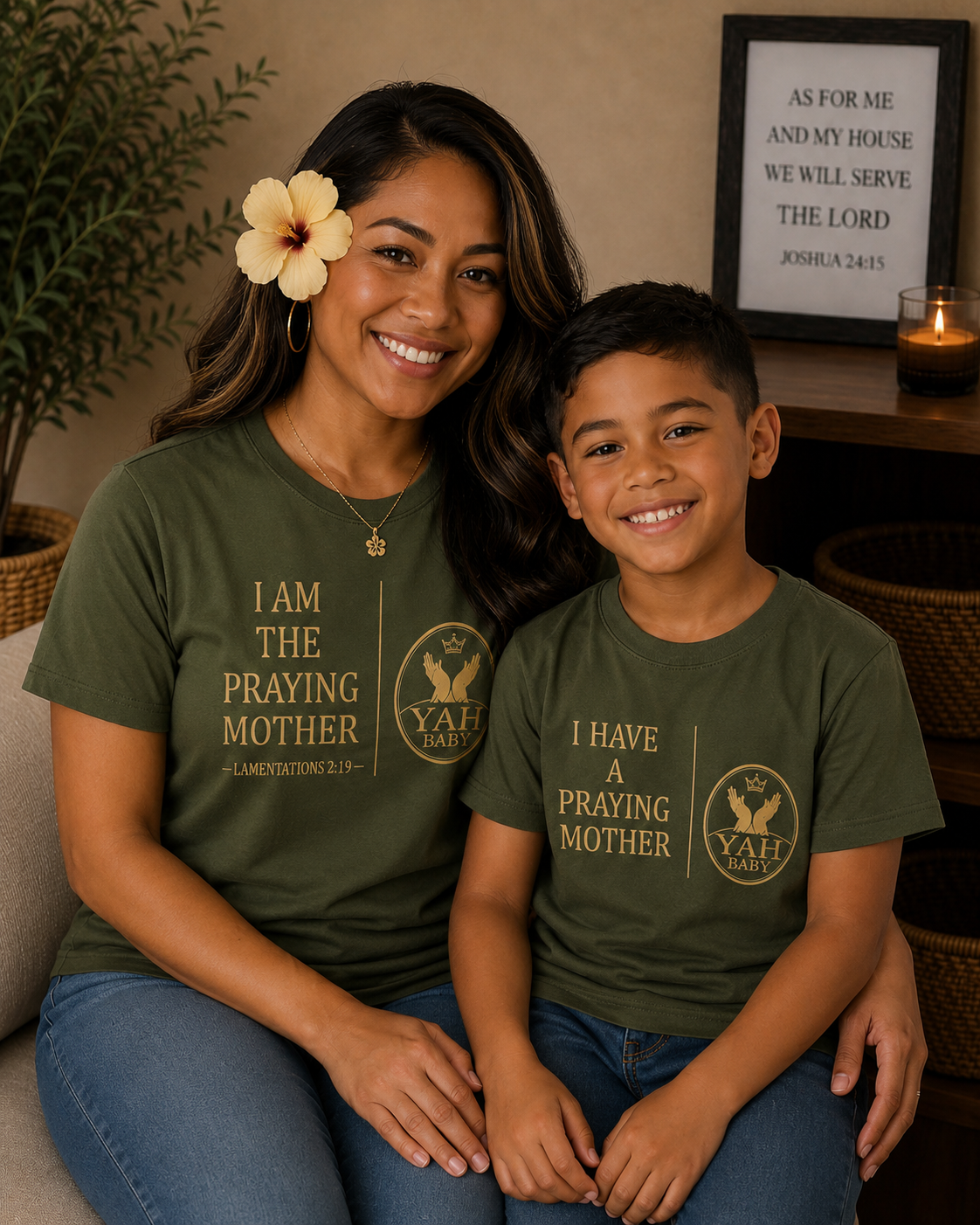 Yah Baby™ “Praying Parent” Matching Parent & Child Faith T-Shirt Set