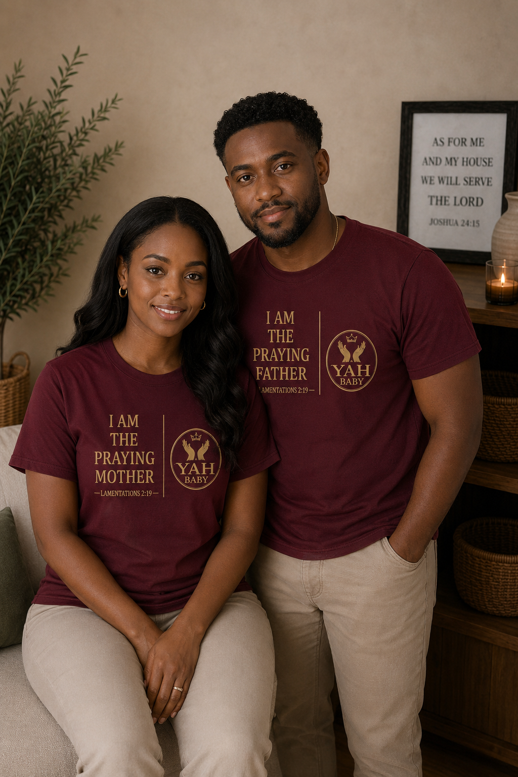Yah Baby™ “Praying Parents” Matching Olive Green Faith T-Shirts