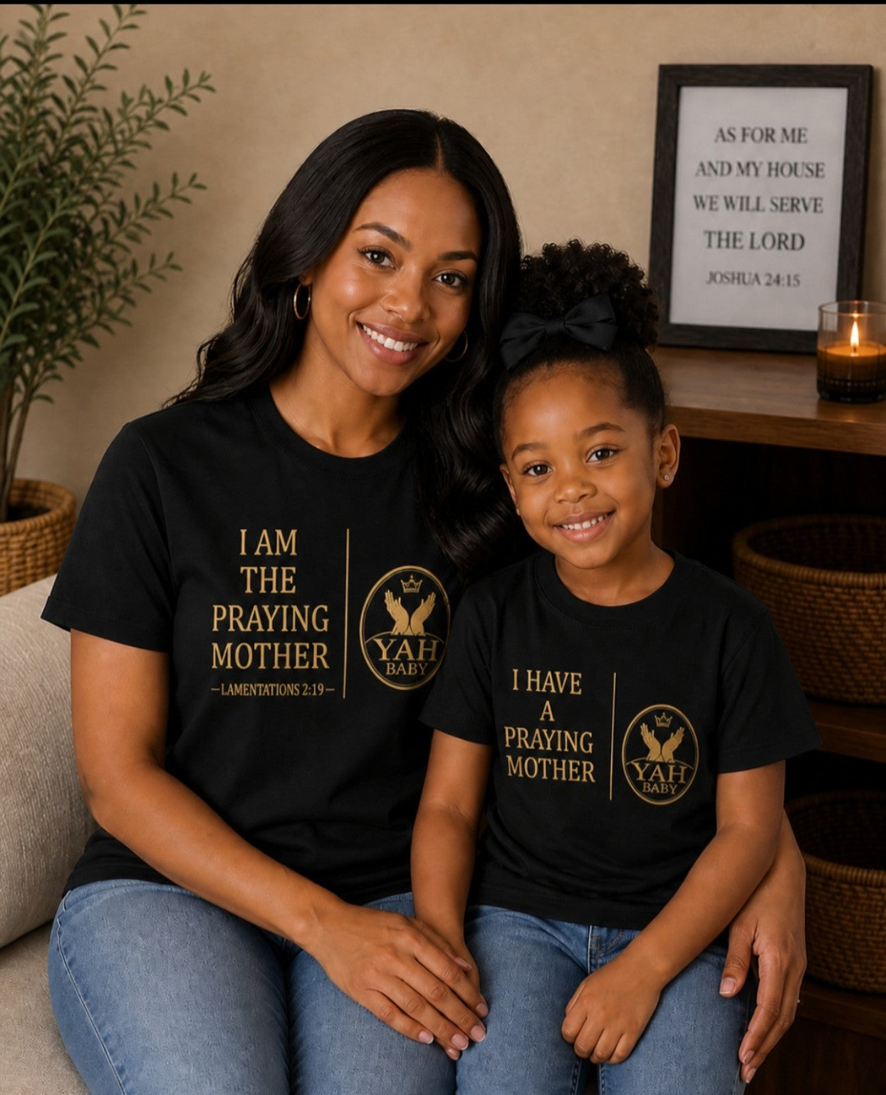 Yah Baby™ “Praying Parent” Matching Parent & Child Faith T-Shirt Set