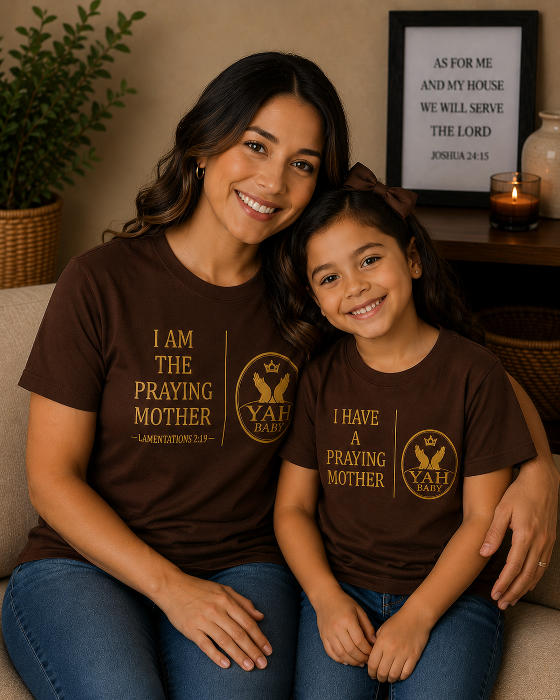 Yah Baby™ “Praying Parent” Matching Parent & Child Faith T-Shirt Set