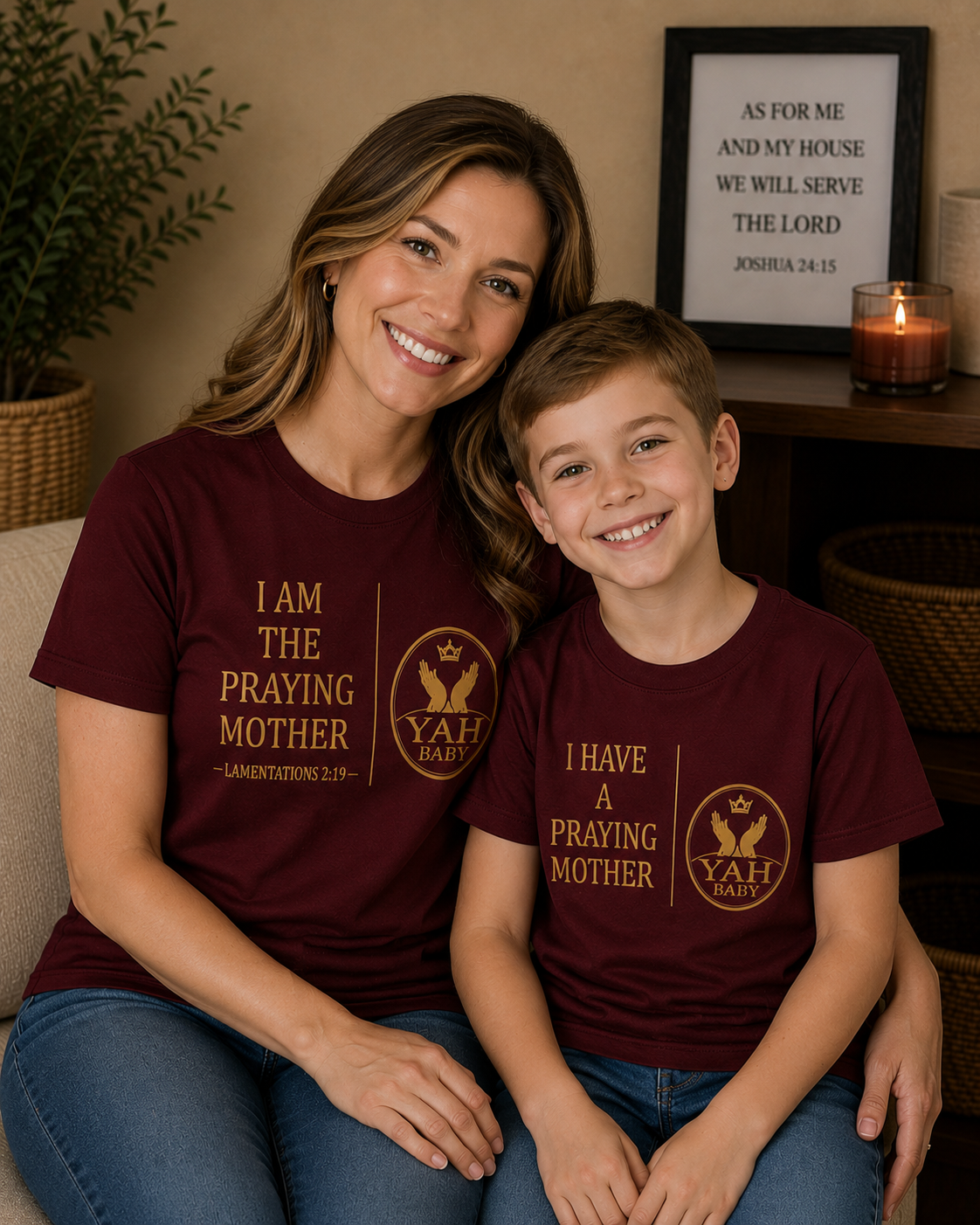 Yah Baby™ “Praying Parent” Matching Parent & Child Faith T-Shirt Set