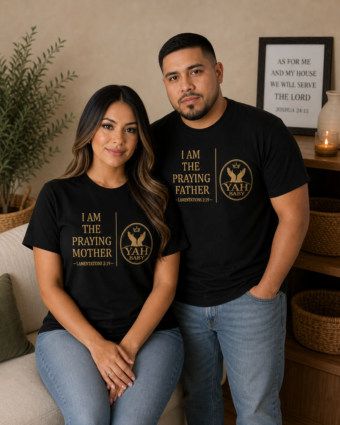 Yah Baby™ “Praying Parents” Matching Olive Green Faith T-Shirts