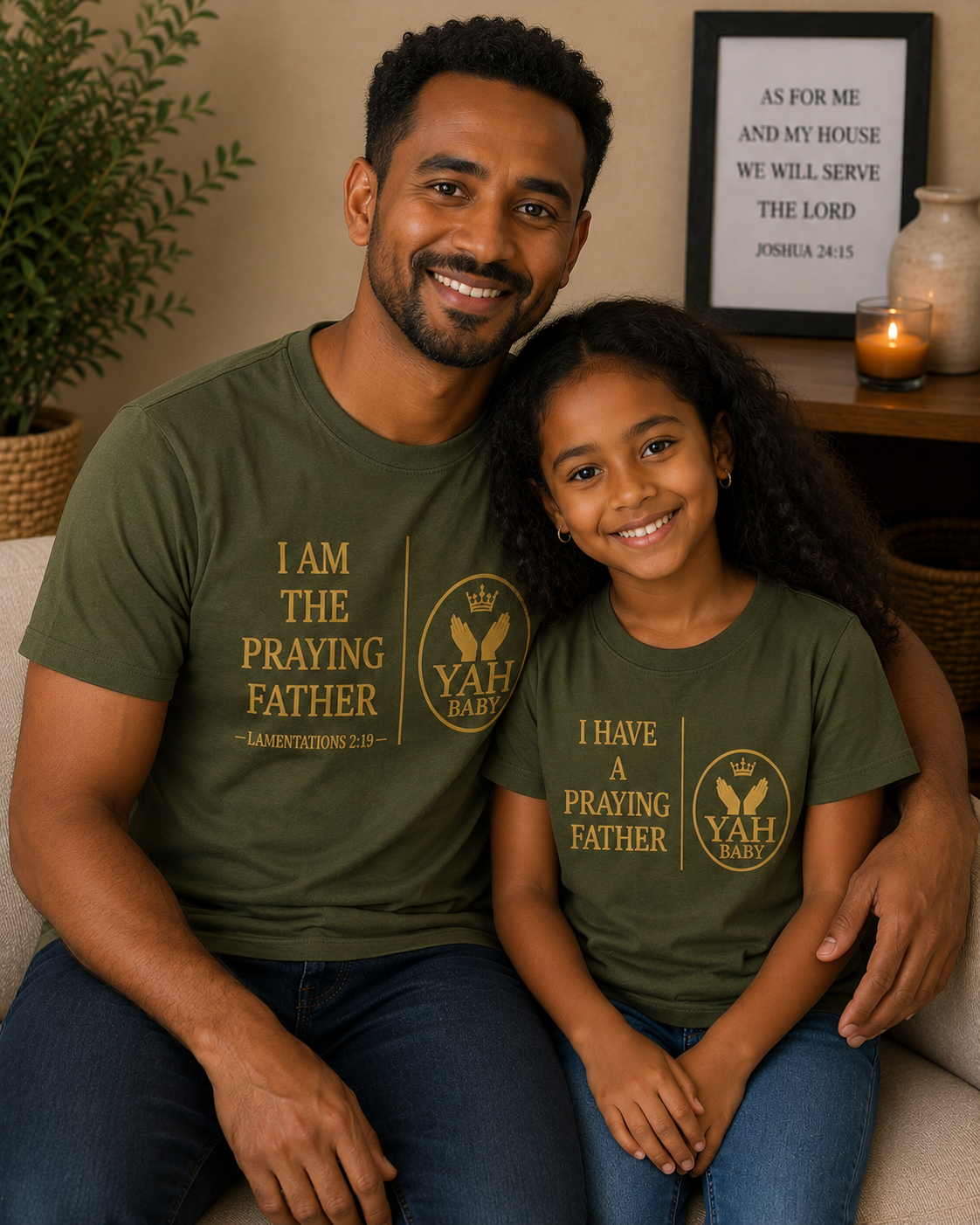 Yah Baby™ “Praying Parent” Matching Parent & Child Faith T-Shirt Set