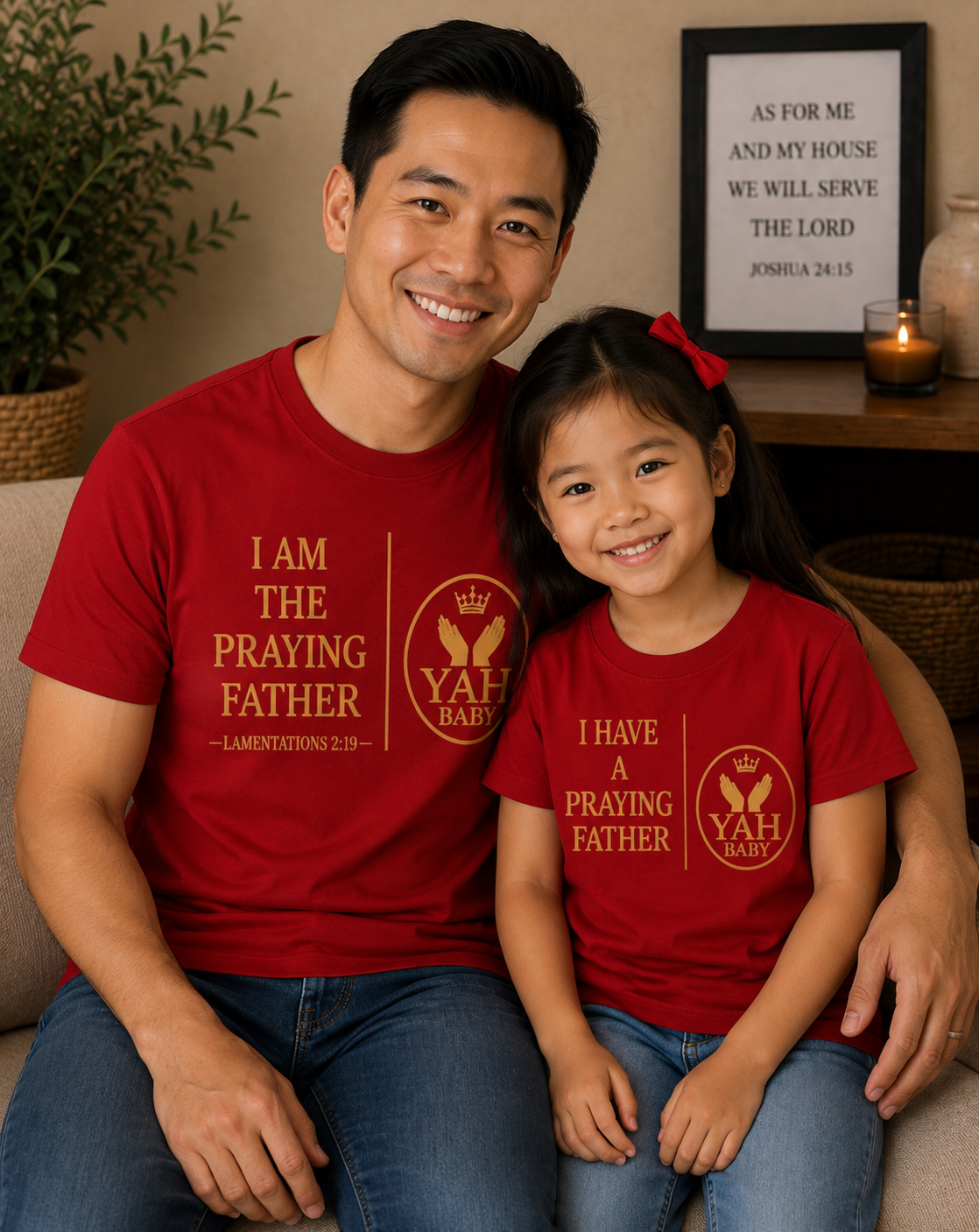 Yah Baby™ “Praying Parent” Matching Parent & Child Faith T-Shirt Set