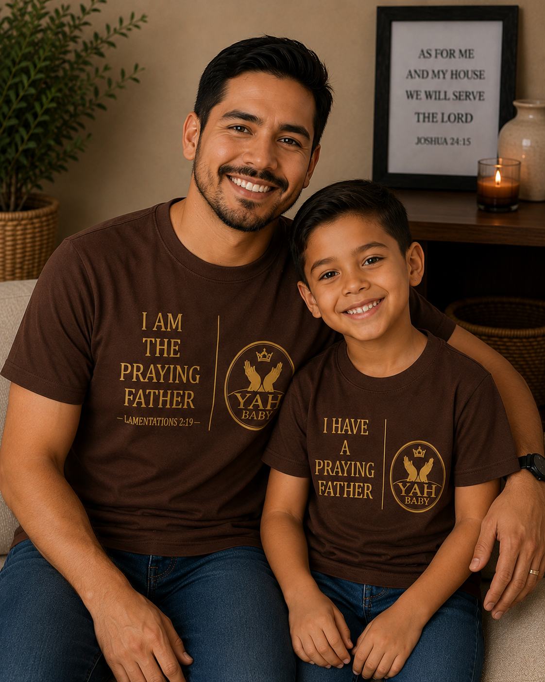 Yah Baby™ “Praying Parent” Matching Parent & Child Faith T-Shirt Set
