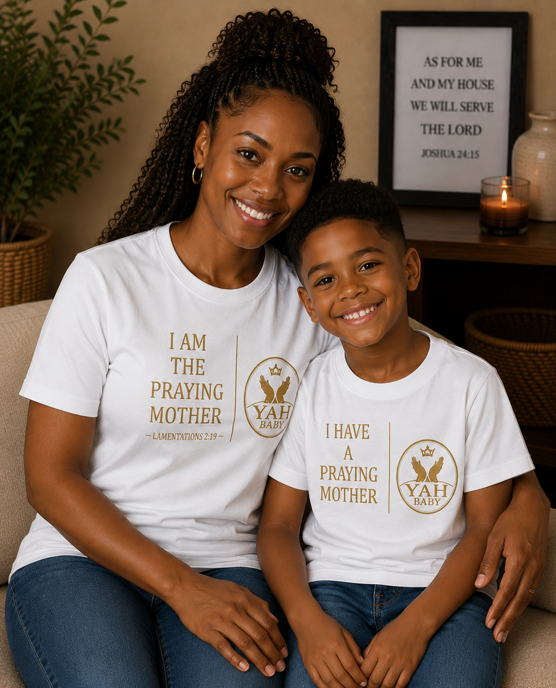Yah Baby™ “Praying Parent” Matching Parent & Child Faith T-Shirt Set