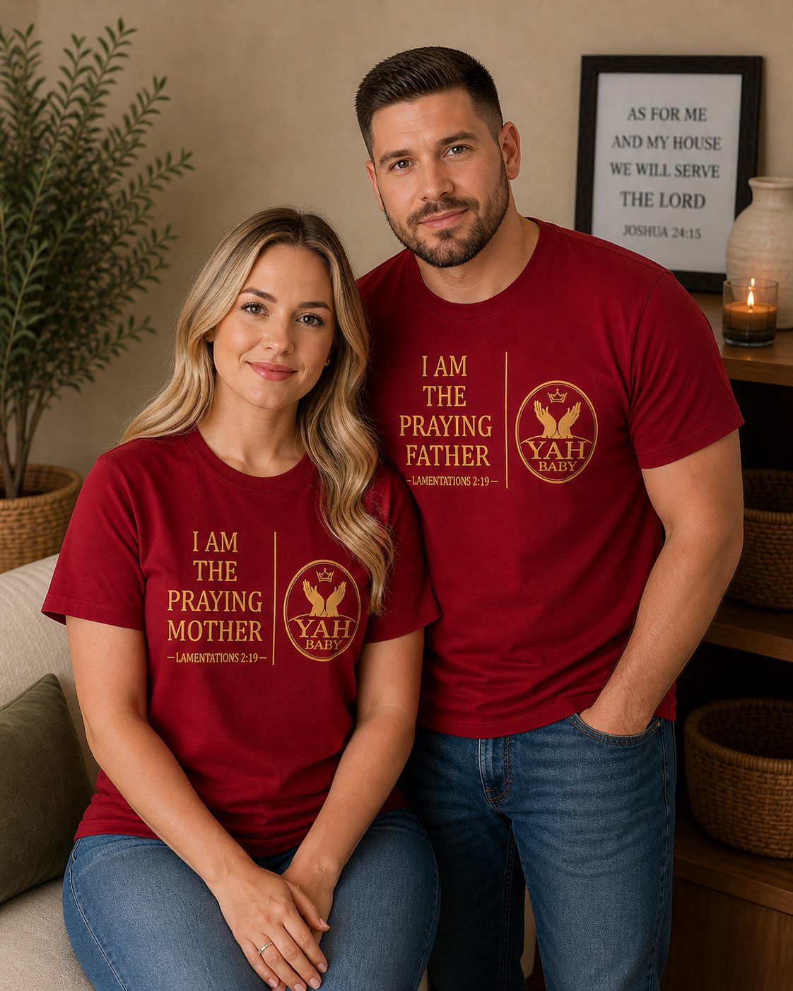Yah Baby™ “Praying Parents” Matching Olive Green Faith T-Shirts