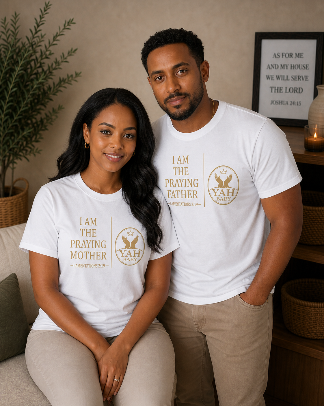 Yah Baby™ “Praying Parents” Matching Olive Green Faith T-Shirts