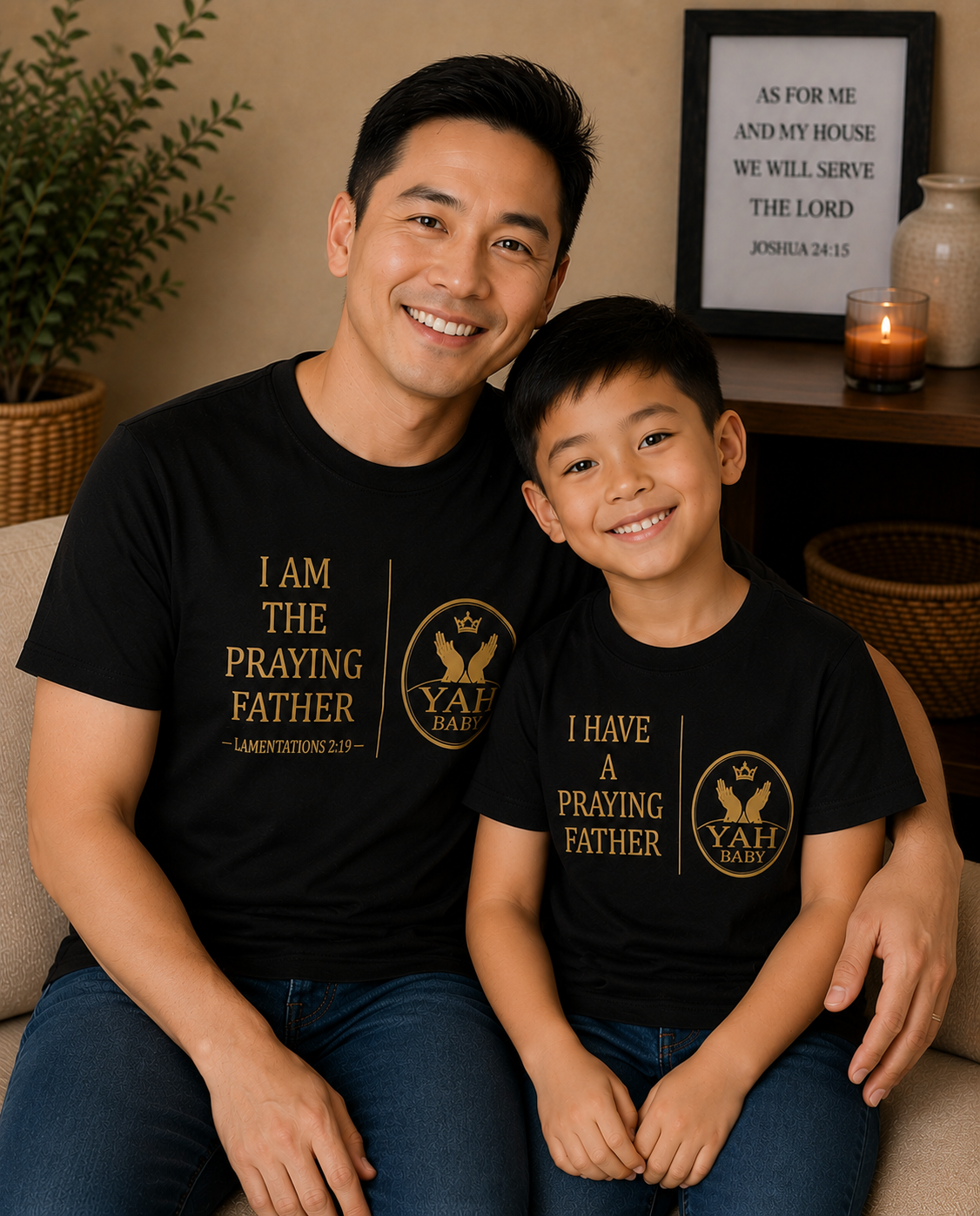 Yah Baby™ “Praying Parent” Matching Parent & Child Faith T-Shirt Set